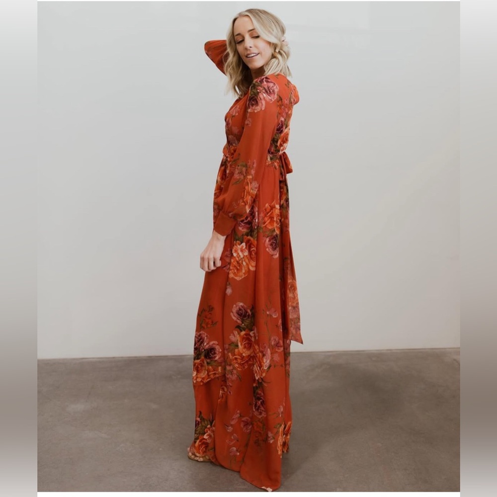 Baltic Born Rust Floral Long Sleeve Maxi Dress NWT - Picture 4 of 8